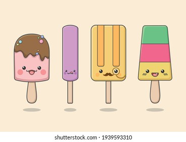 cute and kawaii ice cream popsicle set 