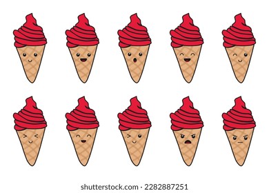 Cute Kawaii Icon Illustration Character Cartoon Vector Face Design background food japanese element sweet emoji graphic emoticon,