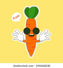 Cute Kawaii Illustration Funny Carrot Cartoon Stock Vector (Royalty ...