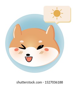 Cute kawaii image of akita inu dog for badges, stickers and emojis. Vector illustration EPS 10