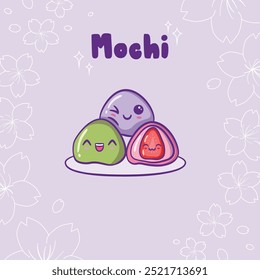 Cute Kawaii Japanese Dessert Mochi Illusttration