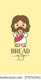 Lindo kawaii Jesús sosteniendo