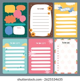 Cute kawaii journaling set with pastel notes stickers and labels designed in soft colors ideal for planners scrapbooks school projects and creative decorations