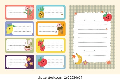 Cute kawaii journaling set with pastel notes stickers and labels designed in soft colors ideal for planners scrapbooks school projects and creative decorations
