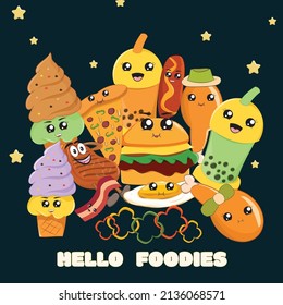 cute kawaii junk food cartoon illustration
