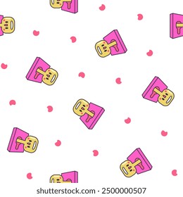 Cute kawaii key. Seamless pattern. Funny cartoon character. Hand drawn style. Vector drawing. Design ornaments.