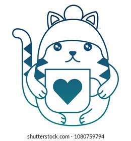 cute kawaii kitty cartoon holding coffee cup