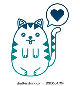 cute kawaii kitty cartoon speech bubble heart love