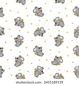 Cute kawaii koala bear. Seamless pattern. Australian animals cartoon character. Hand drawn style. Vector drawing. Design ornaments.