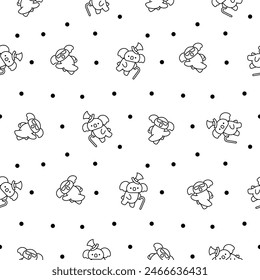 Cute kawaii koala bear. Seamless pattern. Coloring Page. Australian animals cartoon character. Hand drawn style. Vector drawing. Design ornaments.