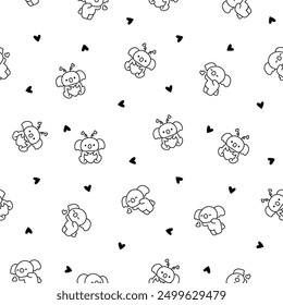 Cute kawaii koala bear. Seamless pattern. Coloring Page. Australian animals cartoon character. Hand drawn style. Vector drawing. Design ornaments.