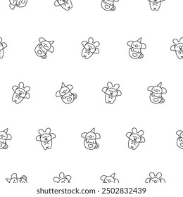 Cute kawaii koala bear. Seamless pattern. Coloring Page. Australian animals cartoon character. Hand drawn style. Vector drawing. Design ornaments.