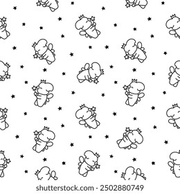 Cute kawaii koala bear. Seamless pattern. Coloring Page. Australian animals cartoon character. Hand drawn style. Vector drawing. Design ornaments.