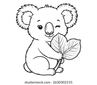 página de coloração bonito kawaii Koala