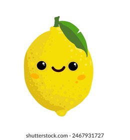 Cute kawaii lemon fruit	- vector illustration