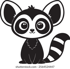 A cute kawaii lemur silhouette vector and illustration design.