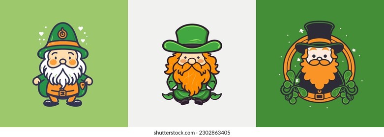 Cute kawaii Leprechaun cartoon illustration