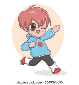 Cute kawaii little boy posing