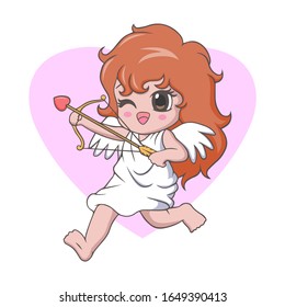 Cute kawaii little girl cupid angel