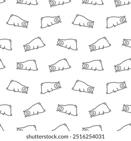 Cute kawaii little llama. Seamless pattern. Coloring Page. Cartoon funny alpaca, animals character. Hand drawn style. Vector drawing. Design ornaments.