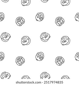 Cute kawaii little sheep. Seamless pattern. Coloring Page. Smiling nice animal character. Hand drawn style. Vector drawing. Design ornaments.