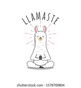 cute kawaii llama yoga pose illustration
