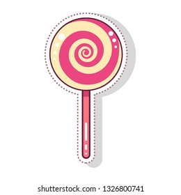 cute kawaii lollipop candy cartoon character vector print for greeting card. post card. flyer, badges, sticker, poster, postcard, patches, banner, scrapbooking element, t-shirt, phone case, mug 