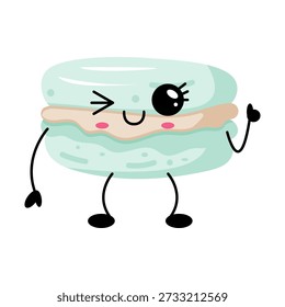Cute Kawaii Macaron Character Winking