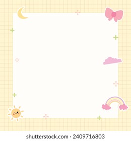 Cute kawaii memo pad, scrapbooking, publicación de medios sociales y antecedentes de afiches