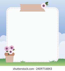 Cute kawaii memo pad, scrapbooking, social media post and poster background design