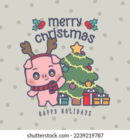 CUTE KAWAII MERRY CHRISTMAS CARD