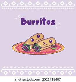 Süße Kawaii mexikanische Burritos Illustration