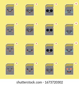 cute and kawaii micro sd card in flat style vector illustration . concept of device, gadget, multimedia, internet, store file, personal electronics, data transfer, web. flat style modern logo design 