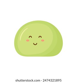 Cute Kawaii Mochi Japanese Rice Cake with Red Bean Filling Vector Illustration Isolated on Transparent Background