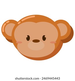 Cute kawaii monkey animal character emoticon Vector illustration