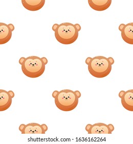 Cute Kawaii Monkey. Animal seamless pattern. Vector illustration