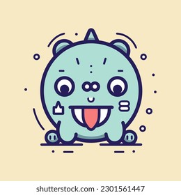 Cute kawaii monster cartoon illustration
