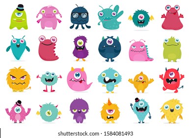 Cute and Kawaii monster kids icon set.