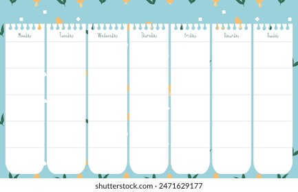 Cute kawaii monthly planner template 