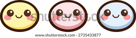 Cute kawaii more three dots ellipsis icon flat vector illustration isolated on white background.
