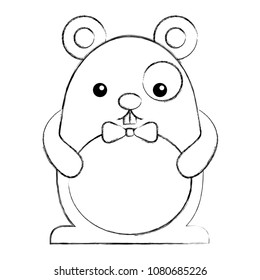 cute kawaii mouse cartoon with bowtie