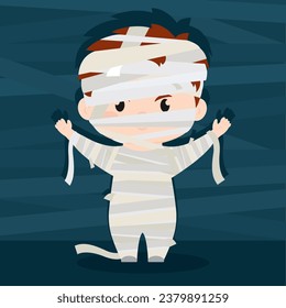 Cute kawaii mummy costume Halloween season Vector