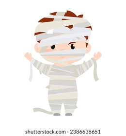 Cute kawaii mummy costume Halloween season Vector