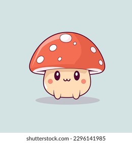 Cute kawaii mushroom chibi mascot vector cartoon style