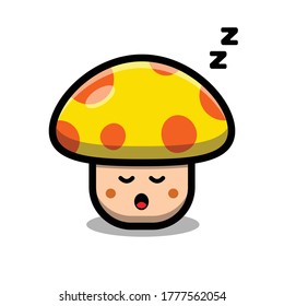 Cute kawaii Mushroom Vector Icon Illustration. Isolated on white background. icon Flat Cartoon Style Suitable for Sticker, Web Landing Page, Banner, Flyer, Mascots, poster.