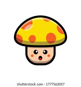 Cute kawaii Mushroom Vector Icon Illustration. Isolated on white background. icon Flat Cartoon Style Suitable for Sticker, Web Landing Page, Banner, Flyer, Mascots, poster.