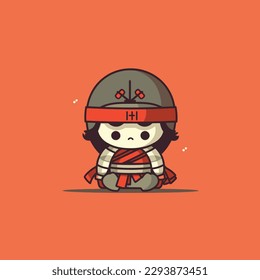 Cute kawaii ninja chibi  mascot vector cartoon style
