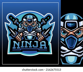 Cute kawaii ninja mascot. esport logo design