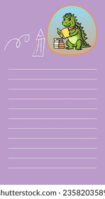 Cute kawaii note. To do list. Sticker Little dragon. Beautiful planner for school. Flat vector set.