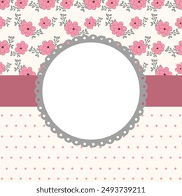 Cute kawaii cuaderno marco con patrón de fondo floral rosa sin costuras